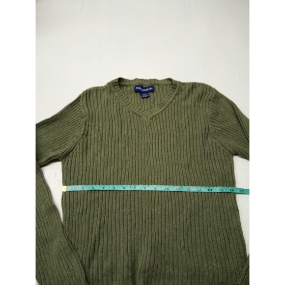 Montana Blues Jean Co. Olive Green Ribbed V-Neck Sweater Large - Picture 3 of 5